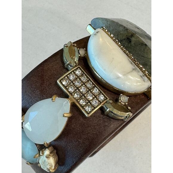 J.Crew Mixed Stone Wooden Cuff Bracelet Smoky - Picture 11 of 12